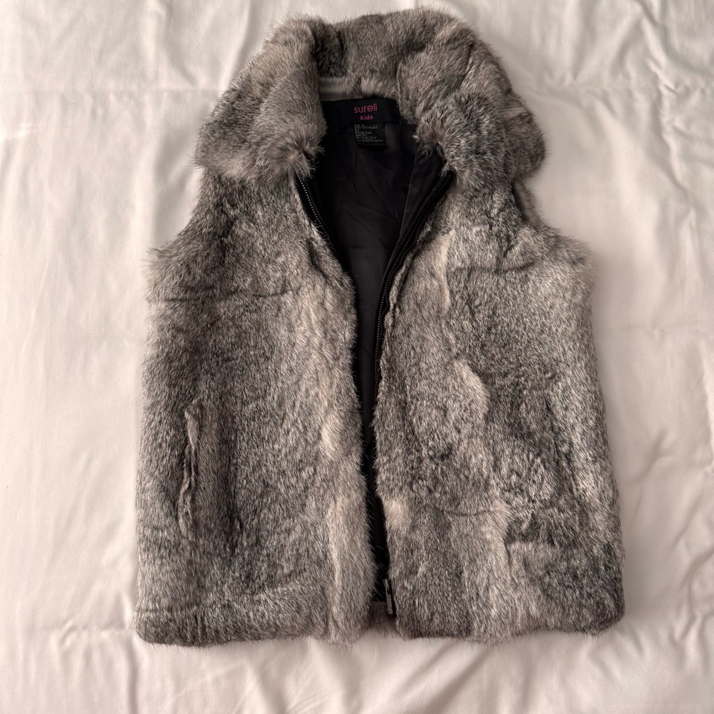 Surell Kids Rabbit Fur Vest - Picture 2 of 6
